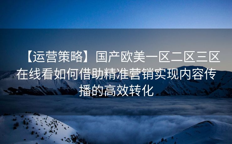 【运营策略】国产欧美一区二区三区在线看如何借助精准营销实现内容传播的高效转化