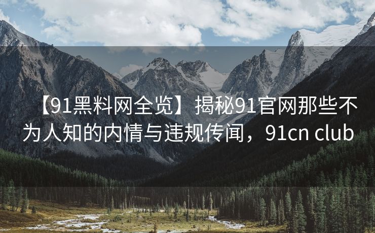 【91黑料网全览】揭秘91官网那些不为人知的内情与违规传闻，91cn club