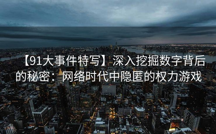 【91大事件特写】深入挖掘数字背后的秘密：网络时代中隐匿的权力游戏
