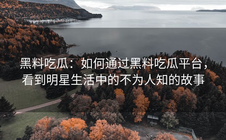 黑料吃瓜：如何通过黑料吃瓜平台，看到明星生活中的不为人知的故事