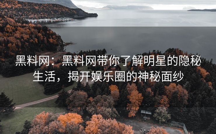黑料网：黑料网带你了解明星的隐秘生活，揭开娱乐圈的神秘面纱