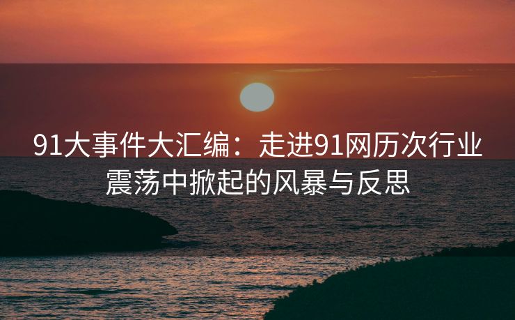 91大事件大汇编：走进91网历次行业震荡中掀起的风暴与反思