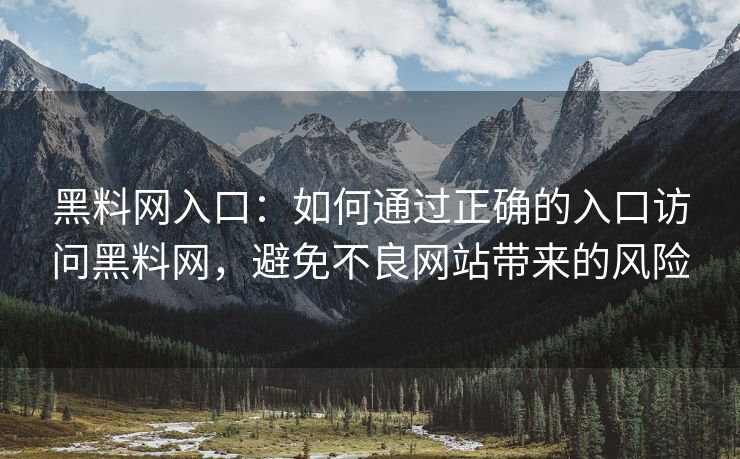 黑料网入口：如何通过正确的入口访问黑料网，避免不良网站带来的风险